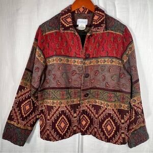 Vintage Monterey Bay Southwestern Aztec Paisley Tapestry Jacket